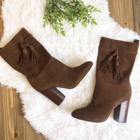 Vince Camuto Shoes - Vince Camuto Fermel Suede Heel Tassel Boots NEW